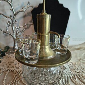 Vintage Park Shermin Co. Crystal and Brass Shot Decanter